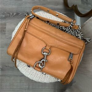 Rebecca Minkoff Tan Leather Crossbody Bag with Silver Hardware